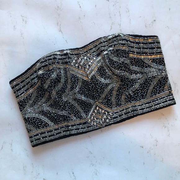 Beaded Velvet Crop Top - Picture 1 of 4
